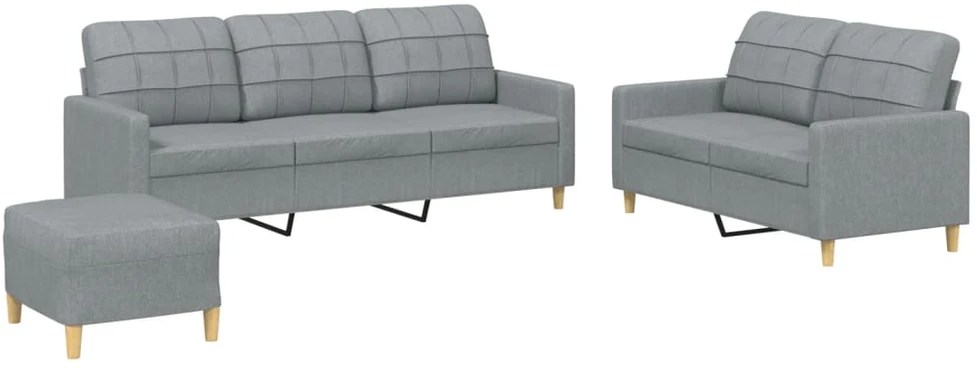 Sofa Sofos komplektas su pagalvėlėmis, 3 dalių, pilkas, audinys