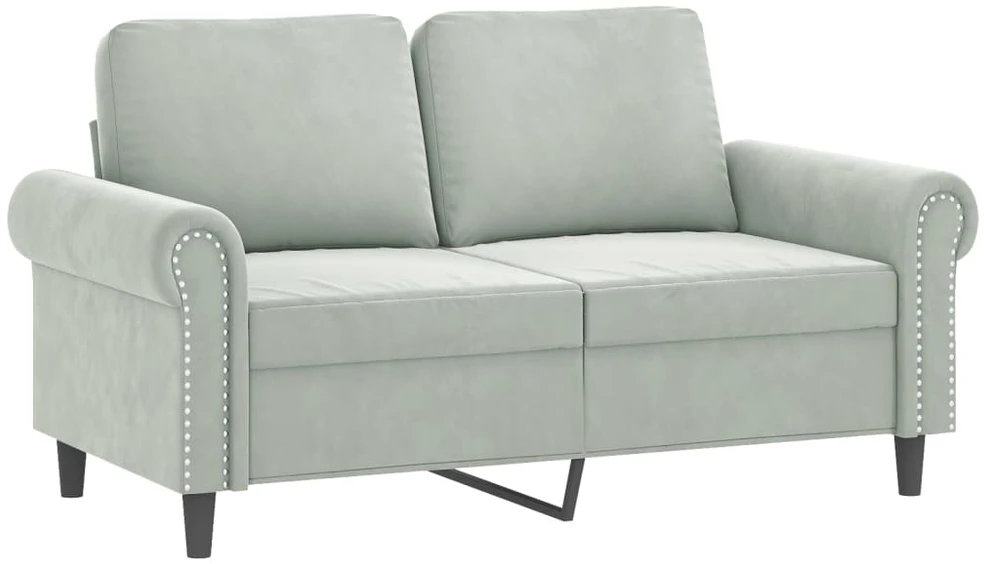 Sofa Sofos komplektas su pagalvėlėmis, 3 dalių, pilkas, aksomas