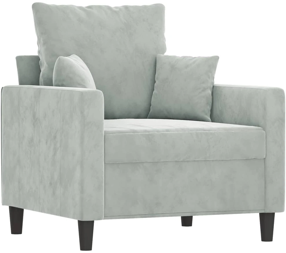 Sofa Sofos komplektas su pagalvėlėmis, 3 dalių, pilkas, aksomas
