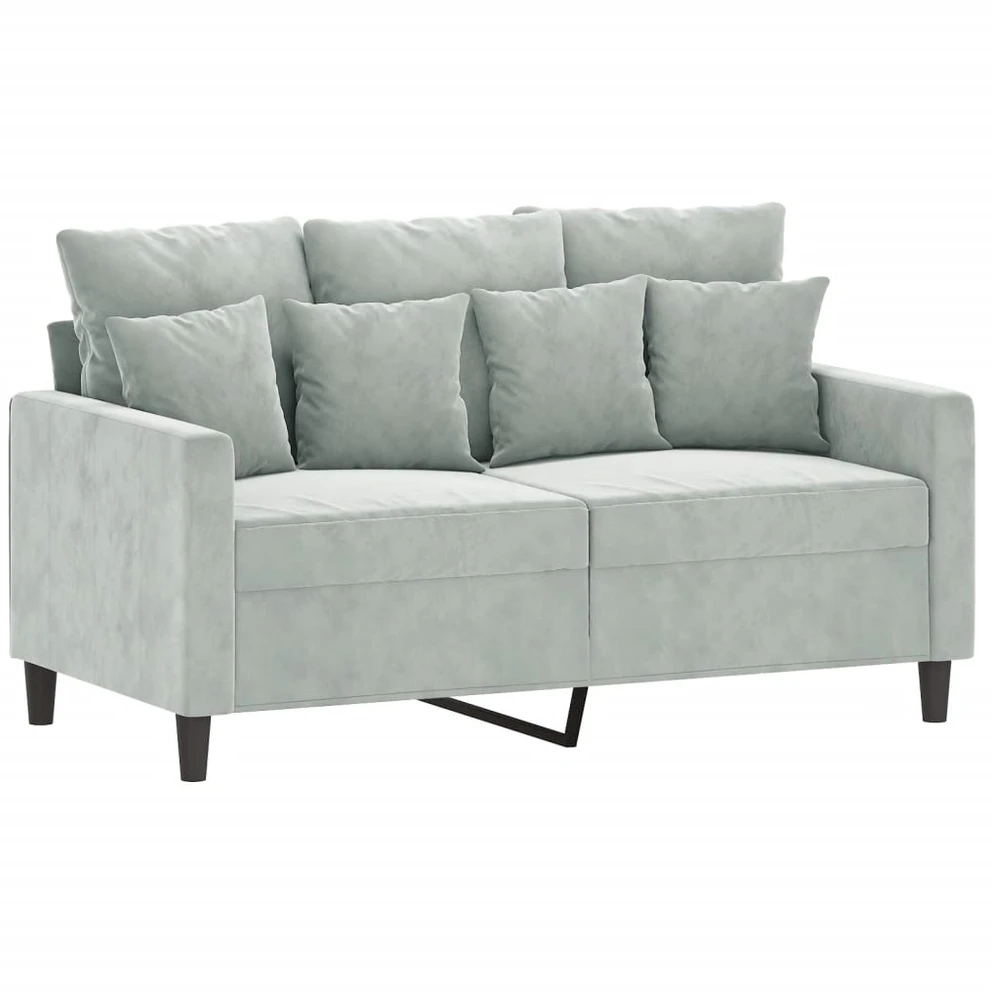 Sofa Sofos komplektas su pagalvėlėmis, 3 dalių, pilkas, aksomas