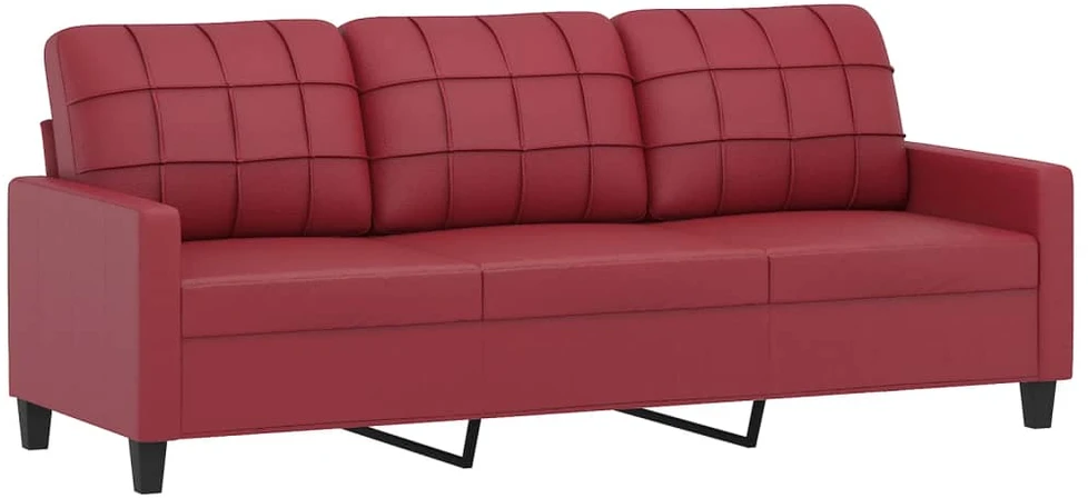 Sofa Sofos komplektas su pagalvėlėmis, 3 dalių, vyno, dirbtinė oda