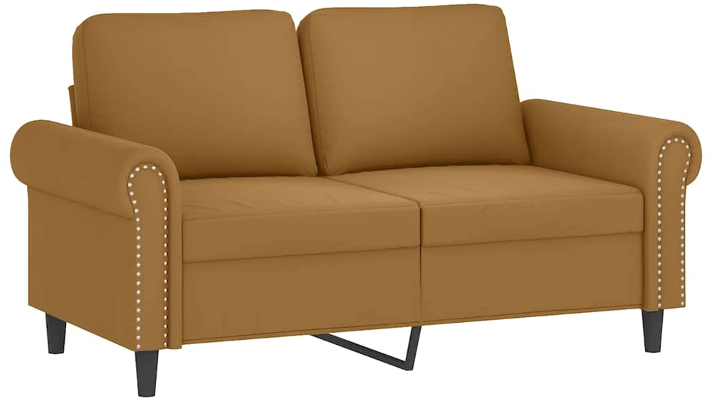 Sofa Sofos komplektas su pagalvėlėmis, 3 dalių, rudas, aksomas