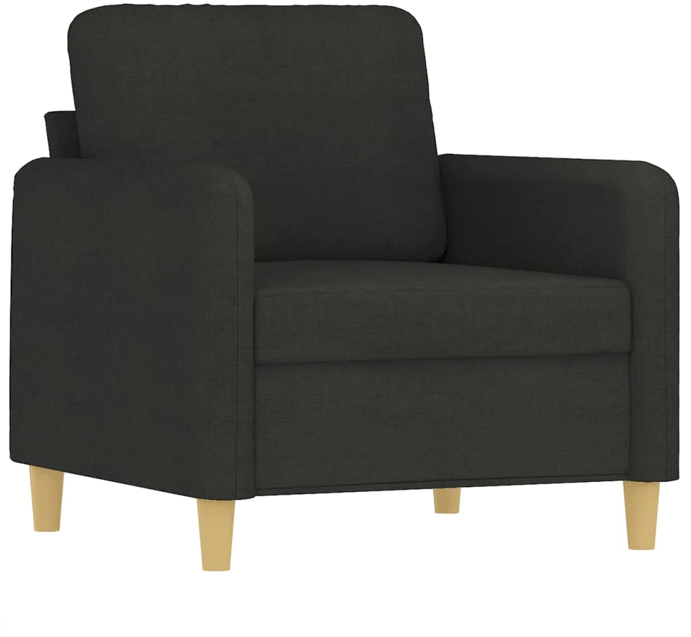 Sofa Sofos komplektas su pagalvėlėmis, 3 dalių, juodas, audinys