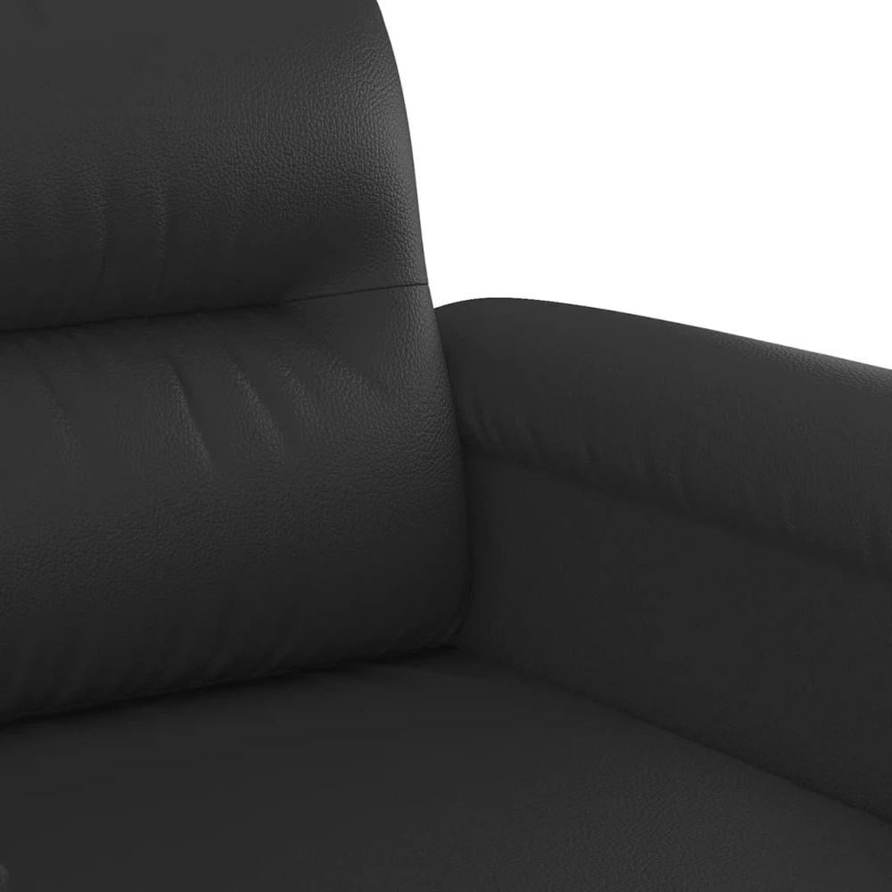 Sofa Sofos komplektas su pagalvėlėmis, 3 dalių, juodas, dirbtinė oda
