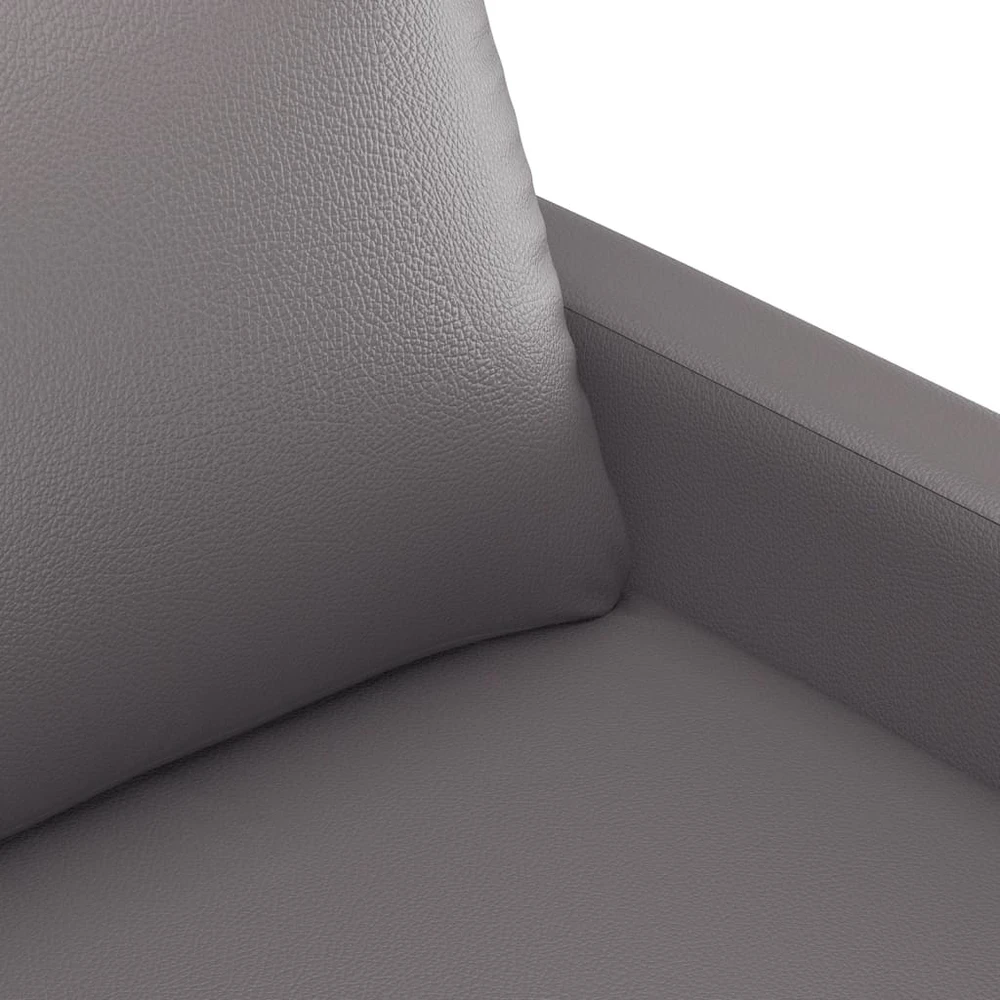 Sofa Sofos komplektas su pagalvėlėmis, 3 dalių, pilkas, dirbtinė oda