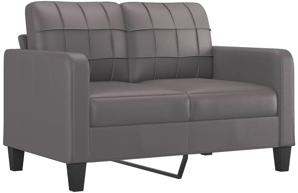 Sofa Sofos komplektas su pagalvėlėmis, 3 dalių, pilkas, dirbtinė oda