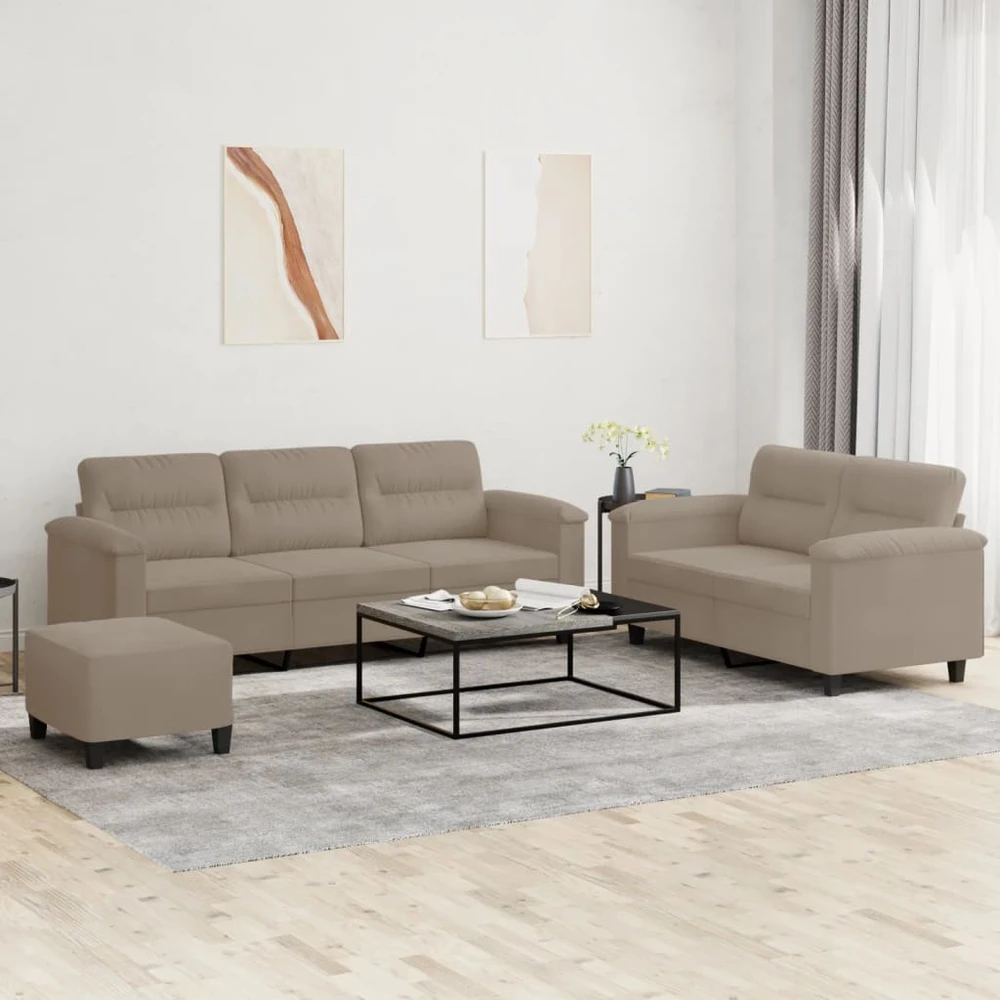 Sofa Sofos komplektas su pagalvėlėmis, 3 dalių, taupe, audinys