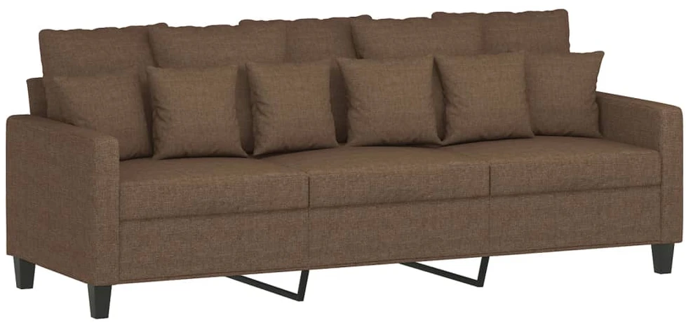 Sofa Sofos komplektas su pagalvėlėmis, 3 dalių, rudas, audinys