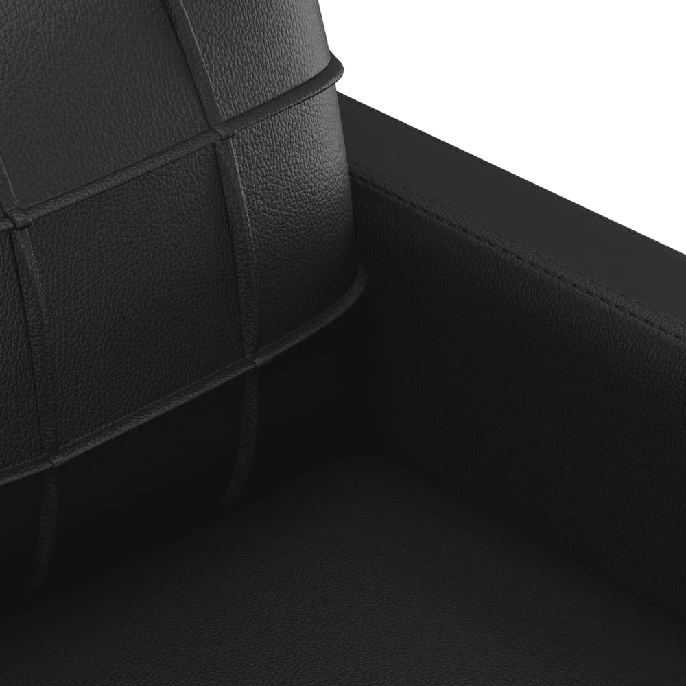 Sofa Sofos komplektas su pagalvėlėmis, 3 dalių, juodas, dirbtinė oda