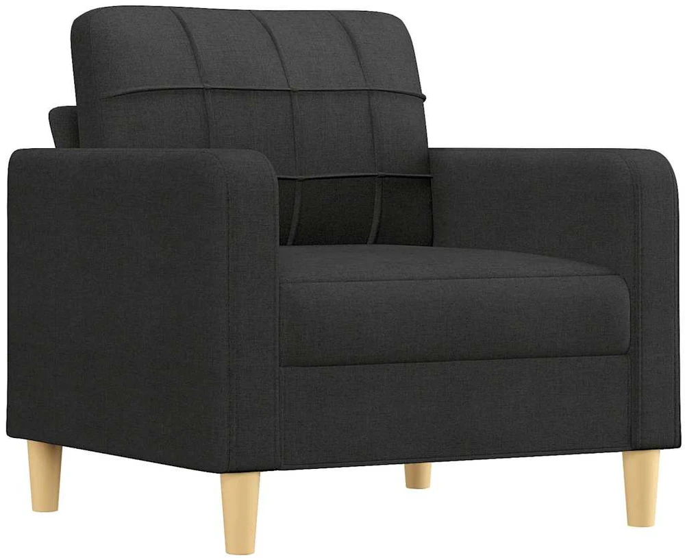Sofa Sofos komplektas su pagalvėlėmis, 3 dalių, juodas, audinys
