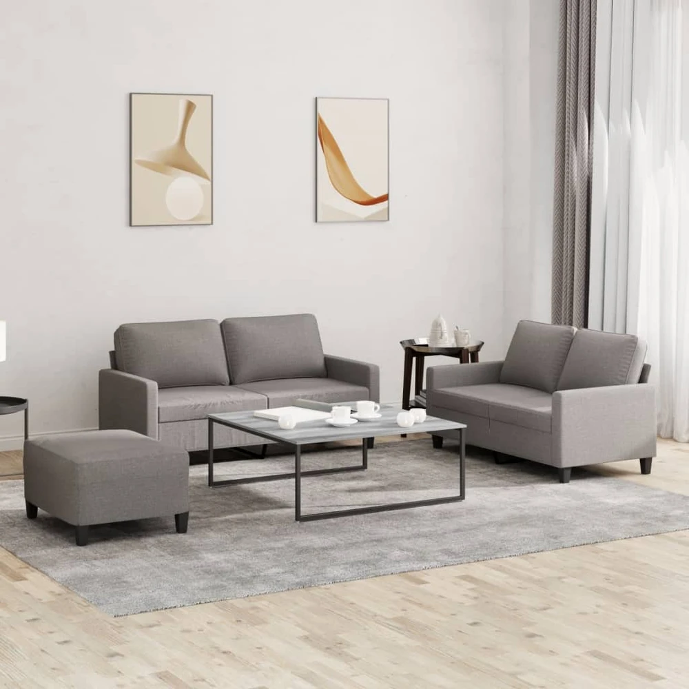 Sofa Sofos komplektas su pagalvėlėmis, 3 dalių, taupe, audinys