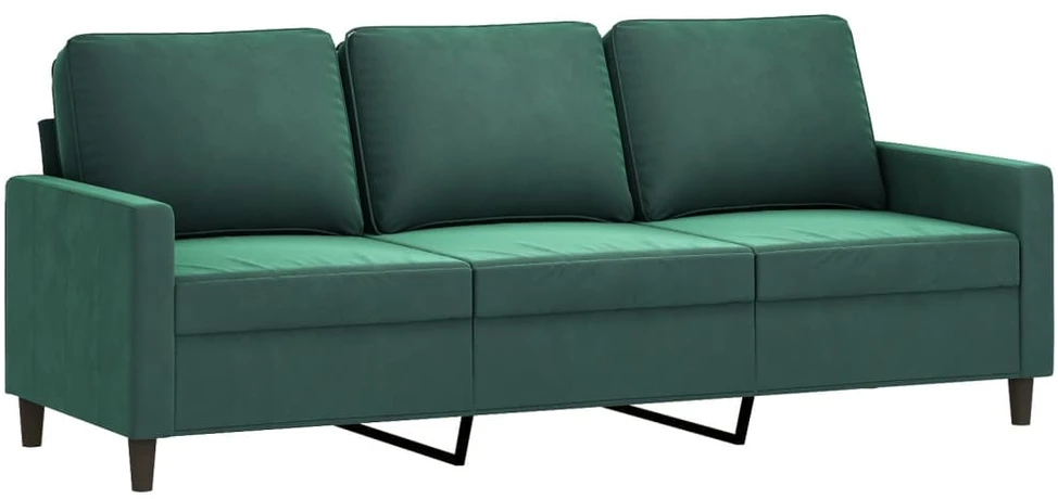 Sofa Sofos komplektas su pagalvėlėmis, 3 dalių, žalias, aksomas