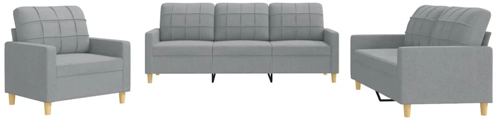 Sofa Sofos komplektas su pagalvėlėmis, 3 dalių, pilkas, audinys