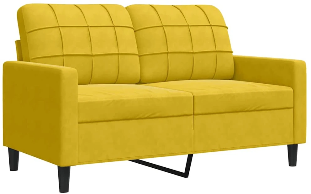 Sofa Sofos komplektas su pagalvėlėmis, 3 dalių, geltonas, aksomas