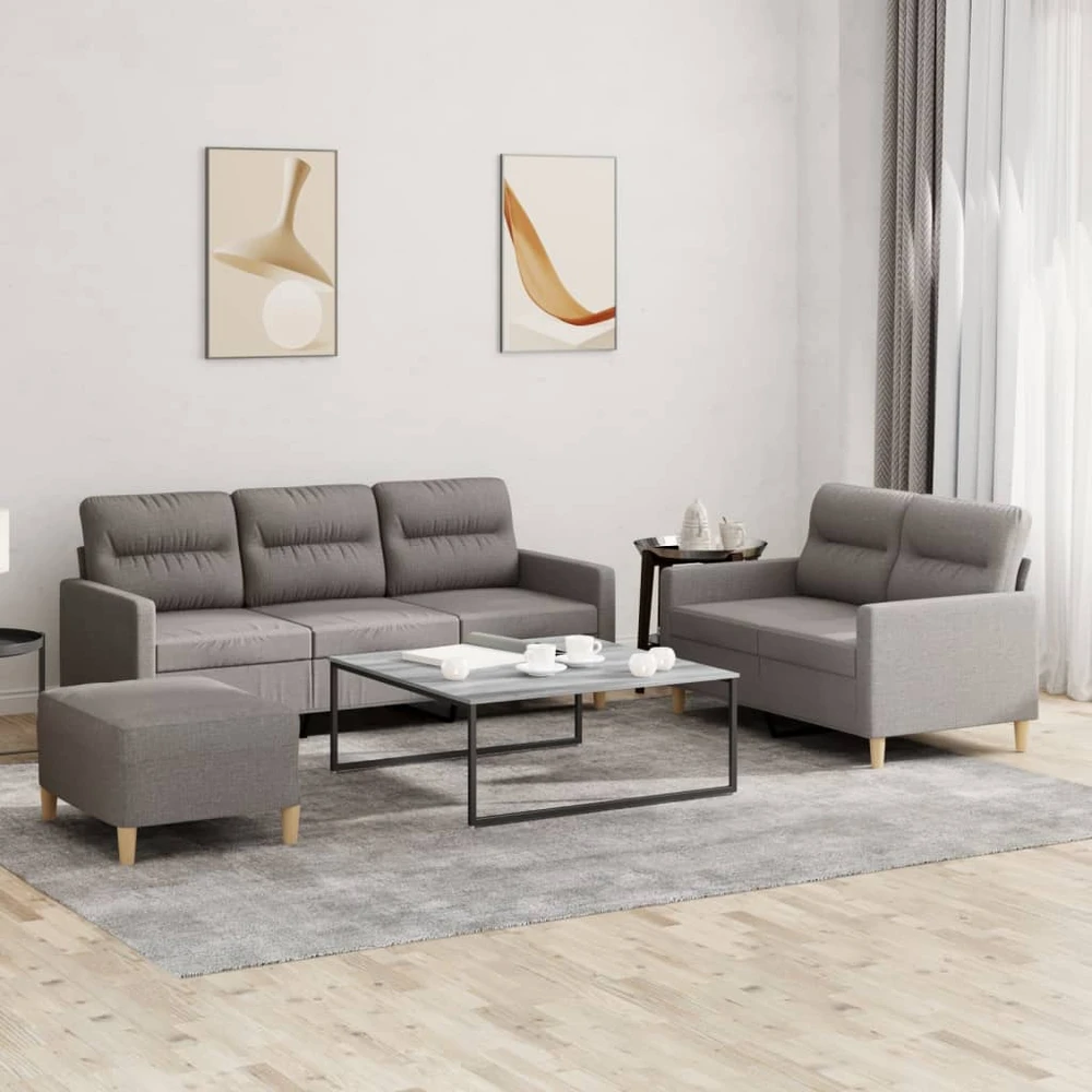 Sofa Sofos komplektas su pagalvėlėmis, 3 dalių, taupe, audinys