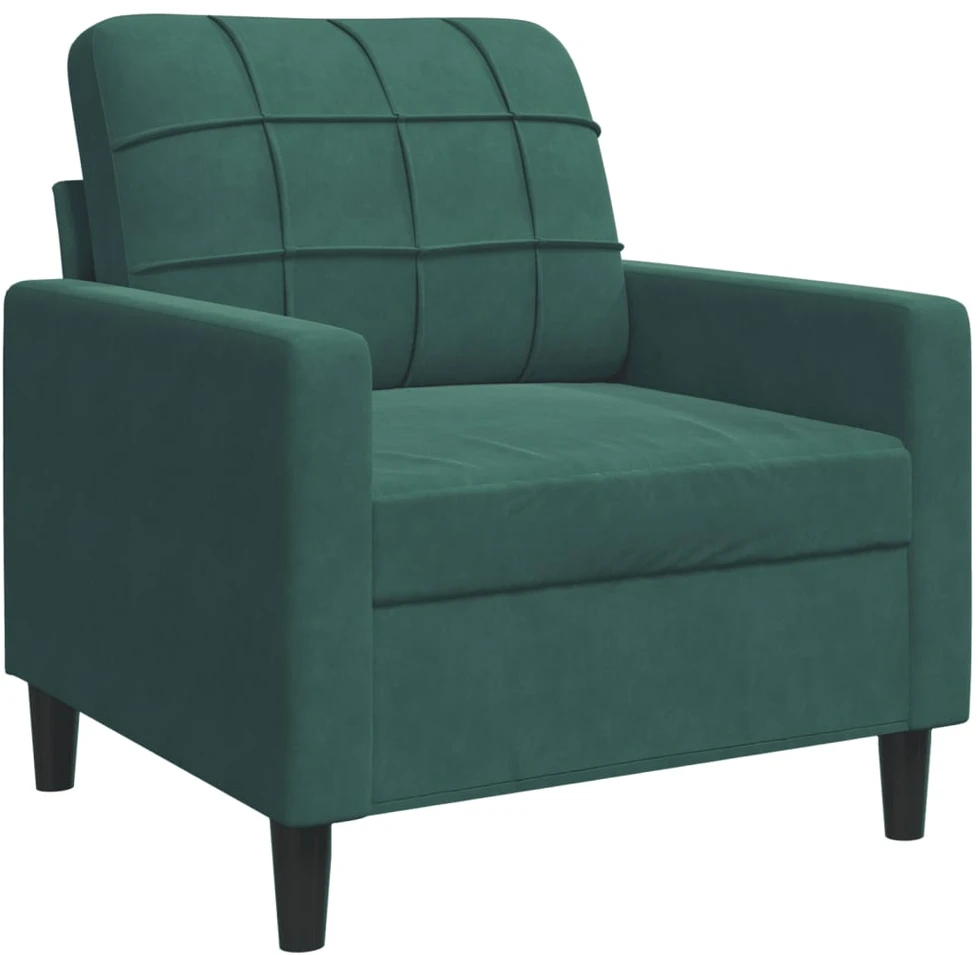 Sofa Sofos komplektas su pagalvėlėmis, 3 dalių, žalias, aksomas