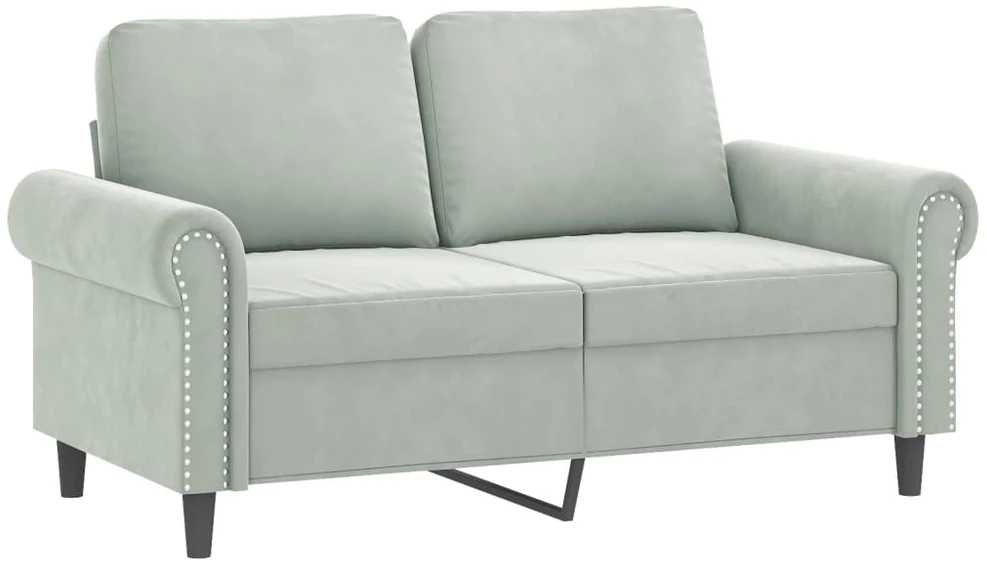 Sofa Sofos komplektas su pagalvėlėmis, 3 dalių, pilkas, aksomas