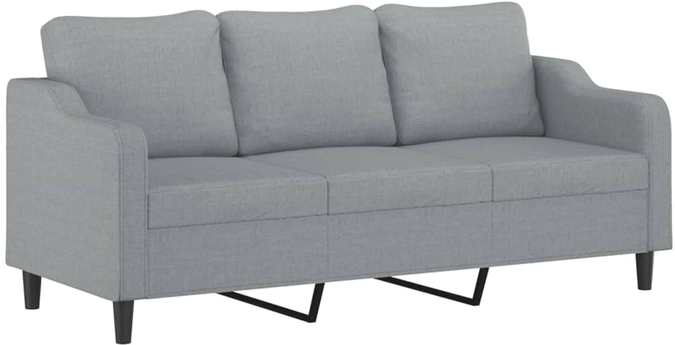 Sofa Sofos komplektas su pagalvėlėmis, 3 dalių, pilkas, audinys