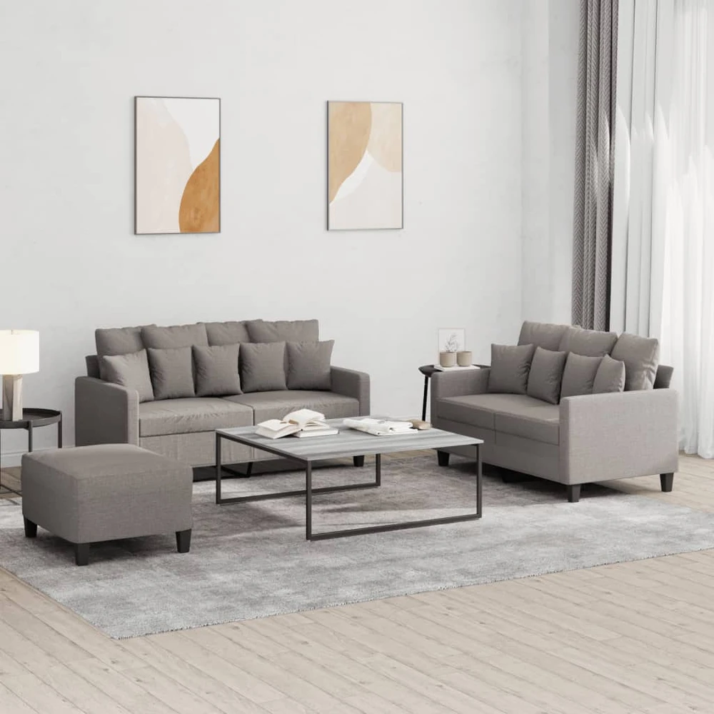 Sofa Sofos komplektas su pagalvėlėmis, 3 dalių, taupe, audinys