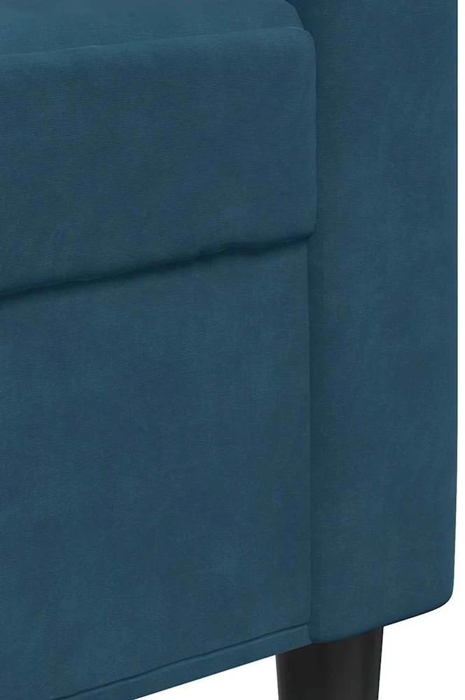 Sofa Sofos komplektas su pagalvėlėmis, 3 dalių, mėlynas, aksomas