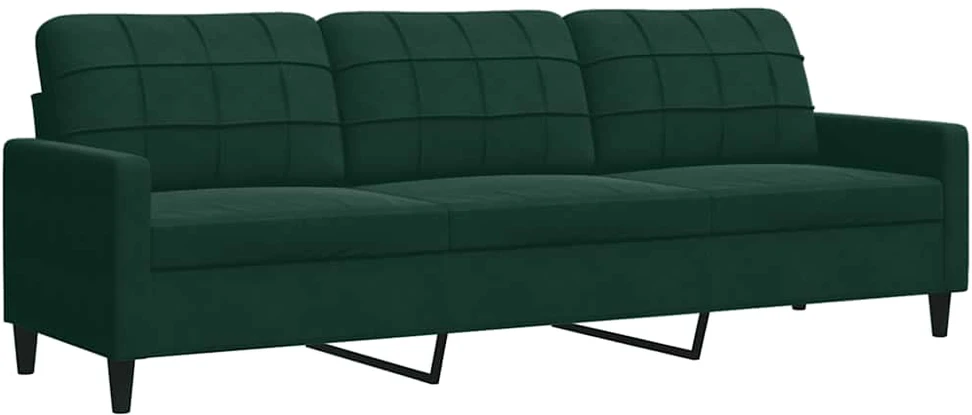 Sofa Sofos komplektas su pagalvėlėmis, 3 dalių, žalias, aksomas