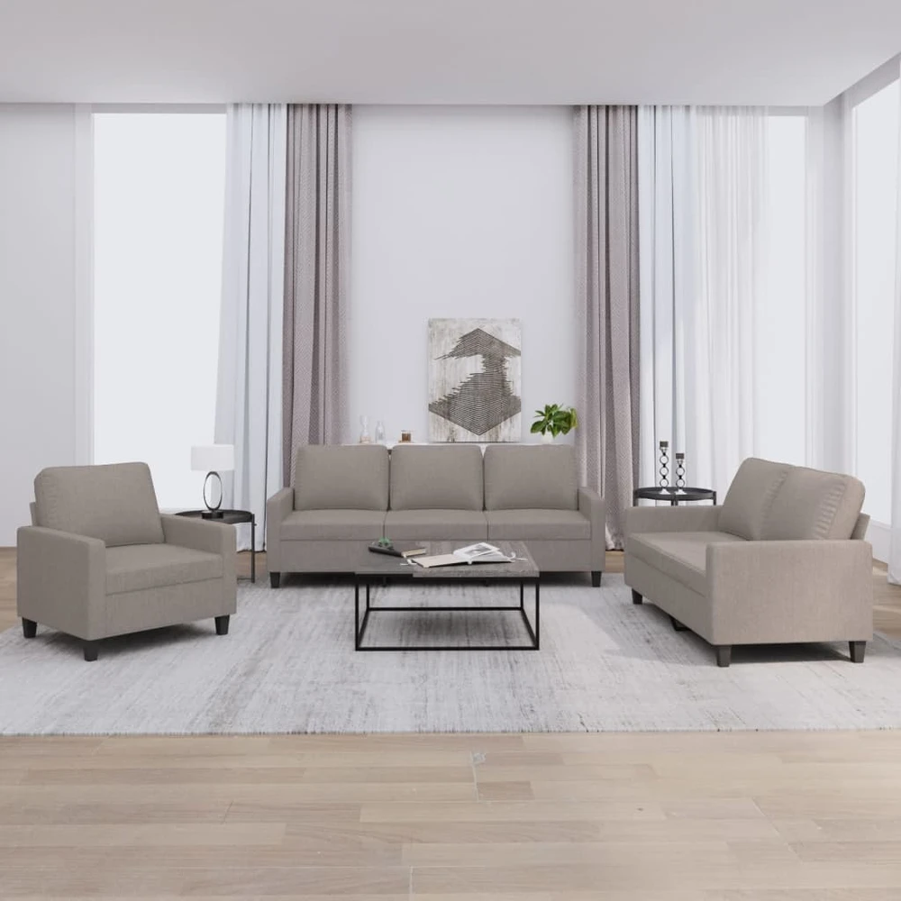 Sofa Sofos komplektas su pagalvėlėmis, 3 dalių, taupe, audinys