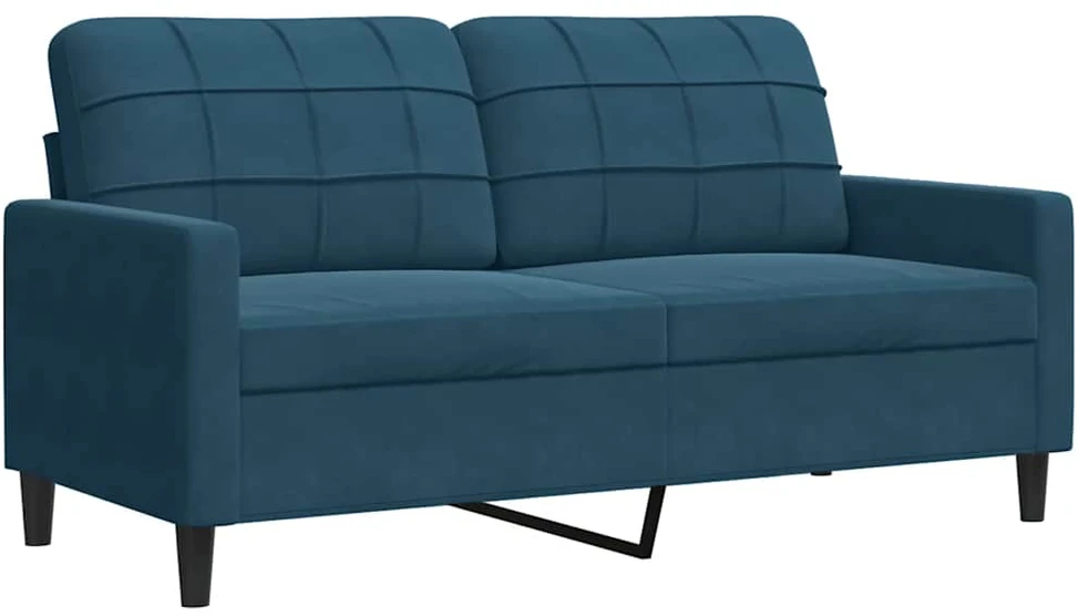 Sofa Sofos komplektas su pagalvėlėmis, 3 dalių, mėlynas, aksomas
