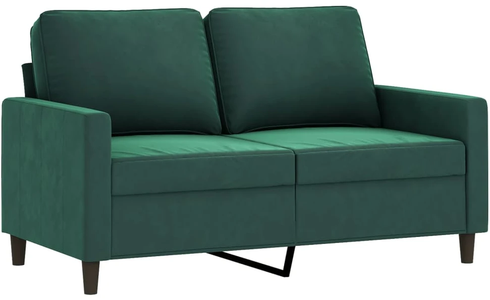 Sofa Sofos komplektas su pagalvėlėmis, 3 dalių, žalias, aksomas