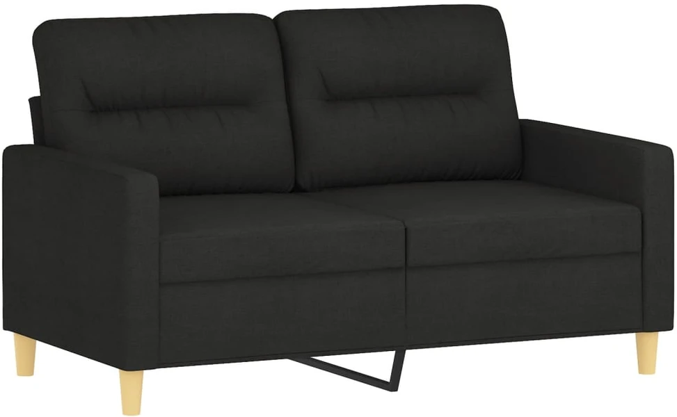 Sofa Sofos komplektas su pagalvėlėmis, 3 dalių, juodas, audinys