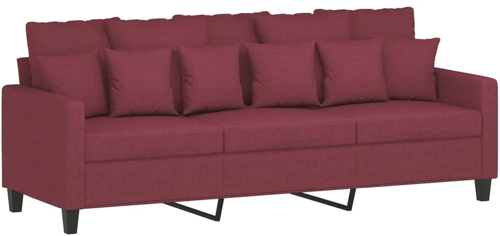 Sofa Sofos komplektas su pagalvėlėmis, 3 dalių, vyno, audinys