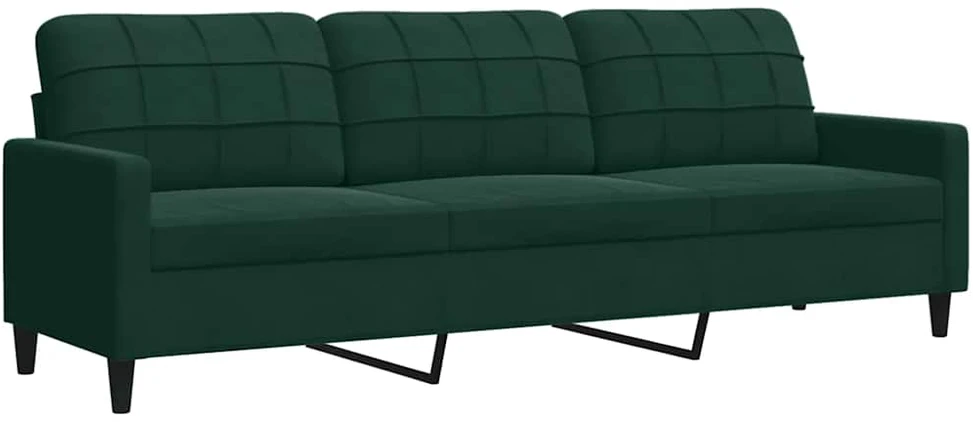 Sofa Sofos komplektas su pagalvėlėmis, 3 dalių, žalias, aksomas