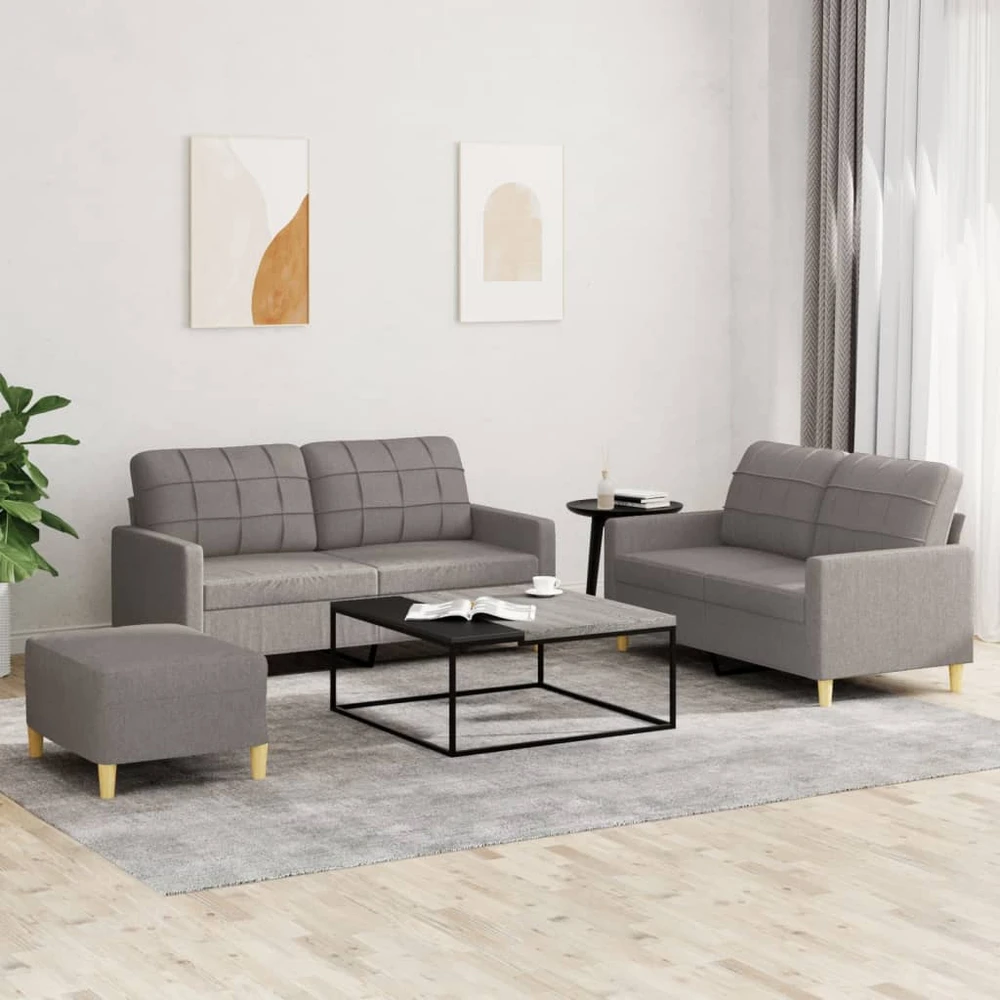 Sofa Sofos komplektas su pagalvėlėmis, 3 dalių, taupe, audinys