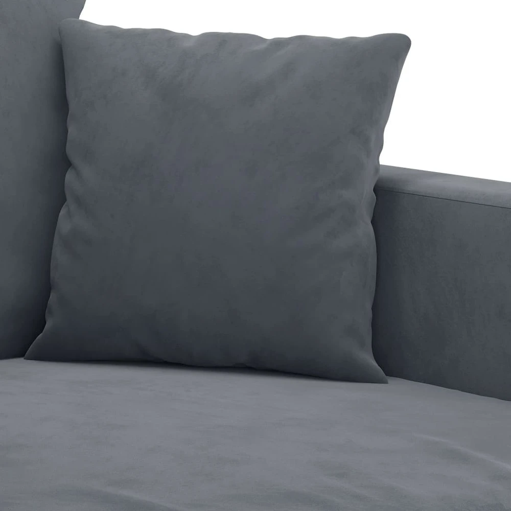Sofa Sofos komplektas su pagalvėlėmis, 3 dalių, pilkas, aksomas