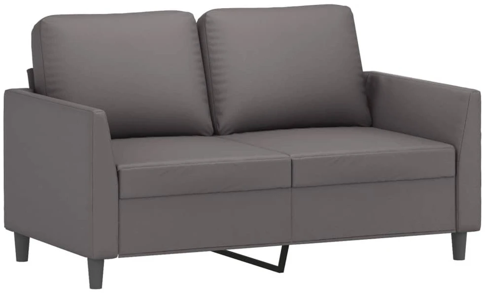 Sofa Sofos komplektas su pagalvėlėmis, 3 dalių, pilkas, dirbtinė oda