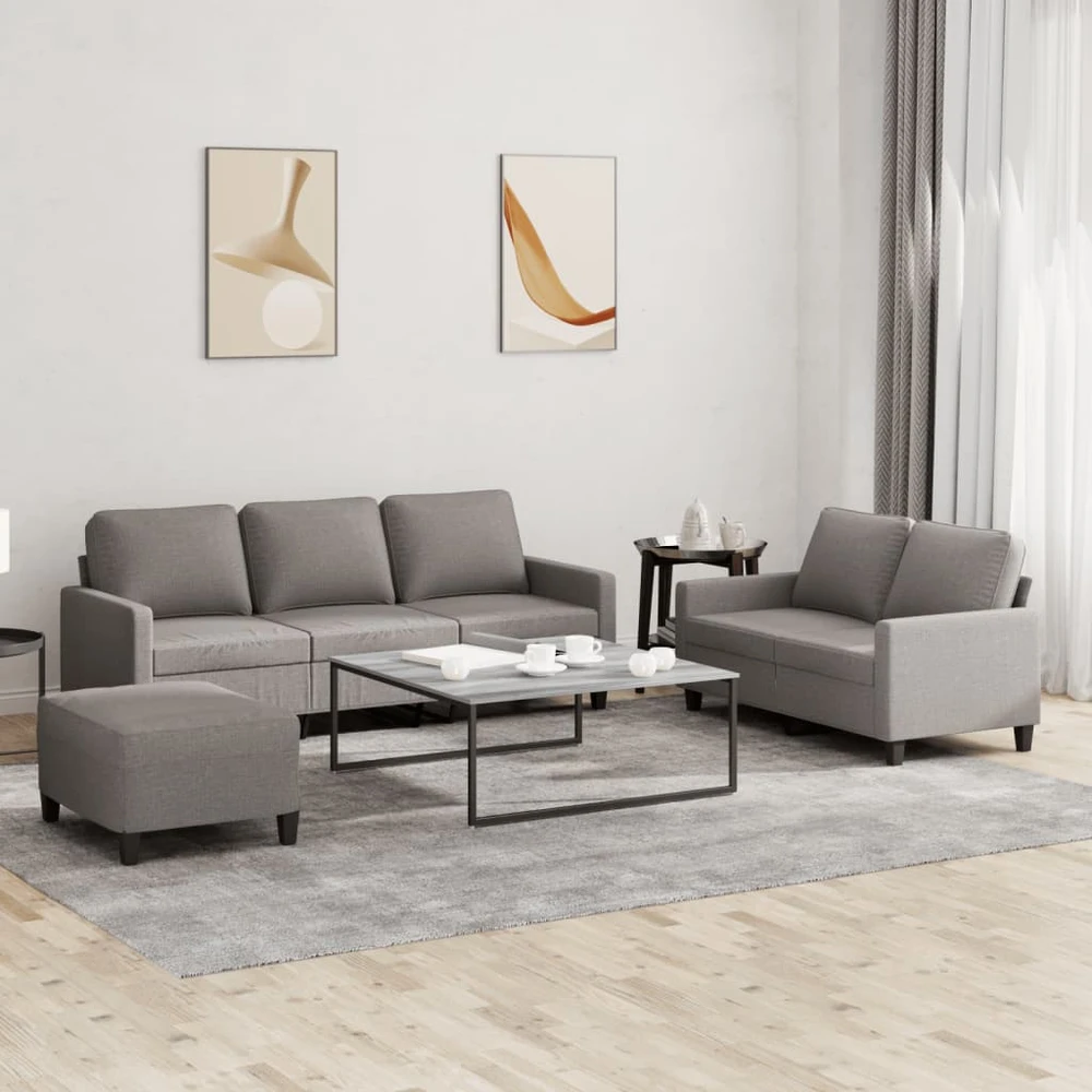 Sofa Sofos komplektas su pagalvėlėmis, 3 dalių, taupe, audinys