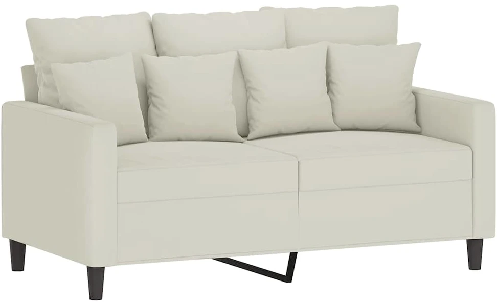 Sofa Sofos komplektas su pagalvėlėmis, 3 dalių, kreminis, aksomas