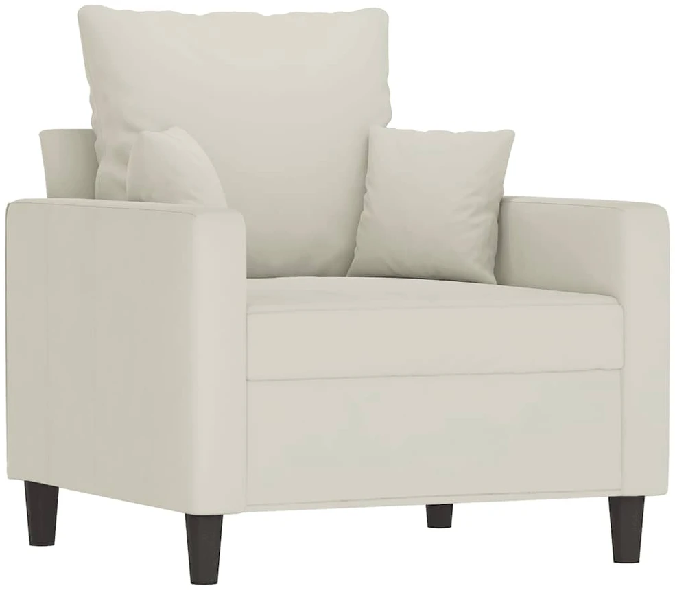 Sofa Sofos komplektas su pagalvėlėmis, 3 dalių, kreminis, aksomas