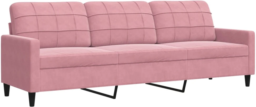 Sofa Sofos komplektas su pagalvėlėmis, 3 dalių, rožinis, aksomas