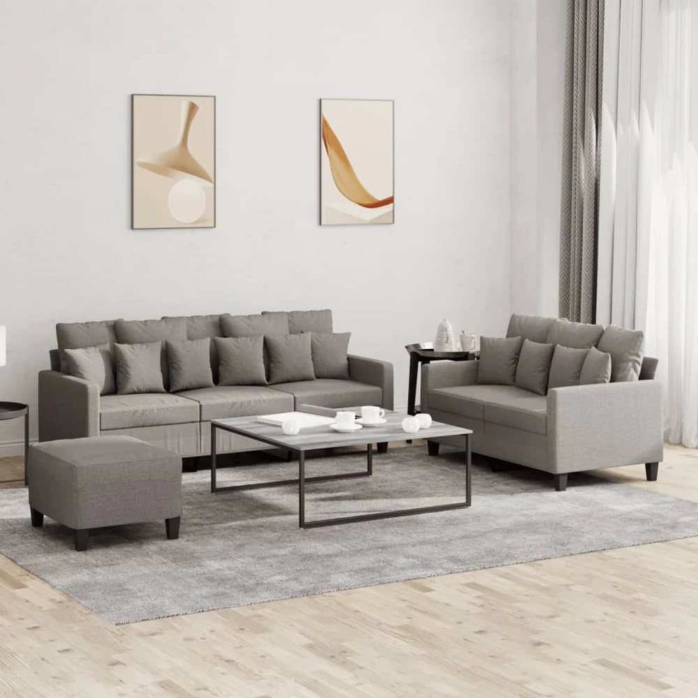 Sofa Sofos komplektas su pagalvėlėmis, 3 dalių, taupe, audinys