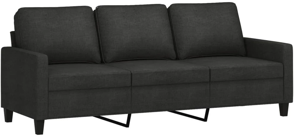 Sofa Sofos komplektas su pagalvėlėmis, 3 dalių, juodas, audinys