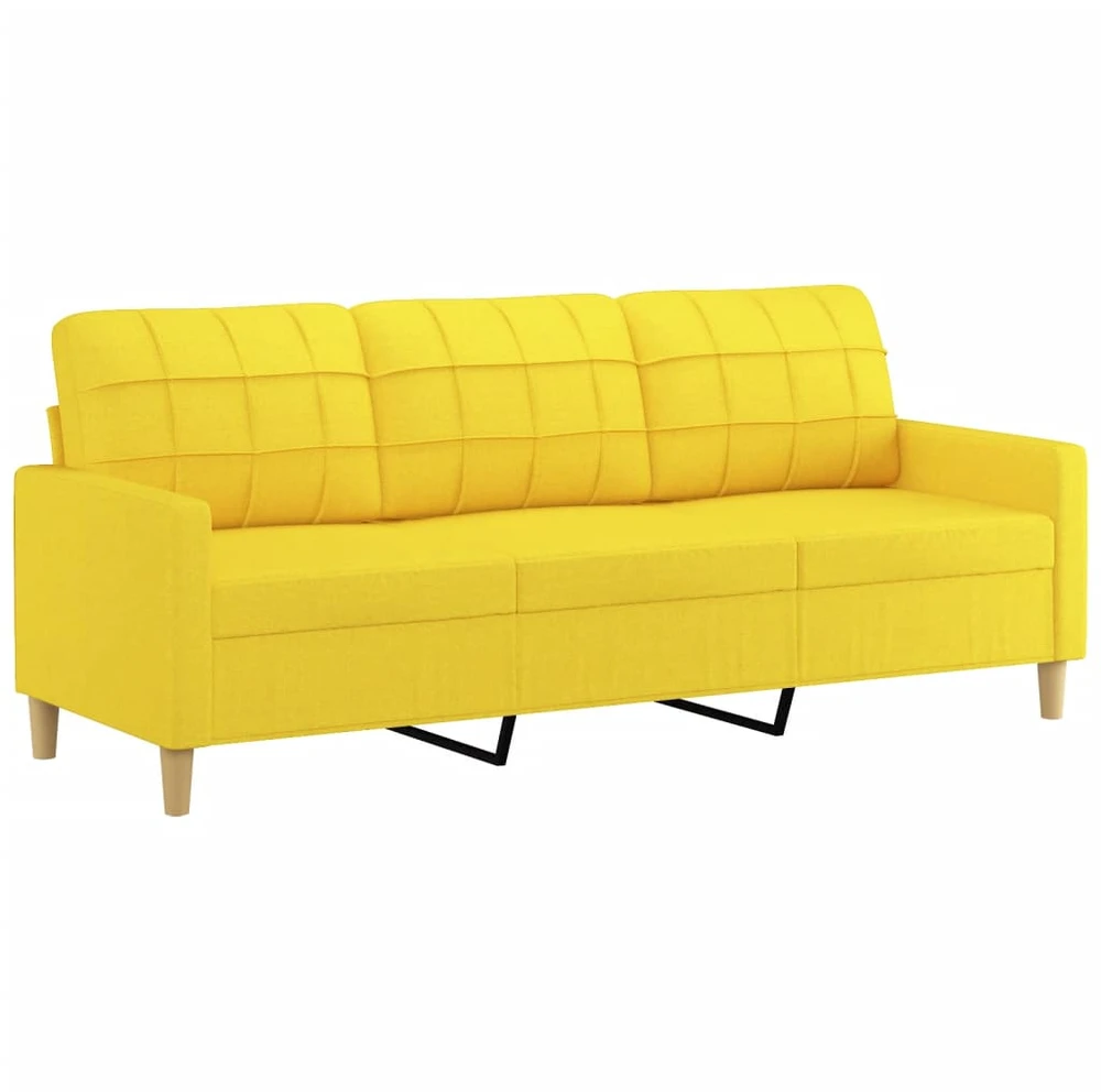 Sofa Sofos komplektas su pagalvėlėmis, 3 dalių, geltonas, audinys