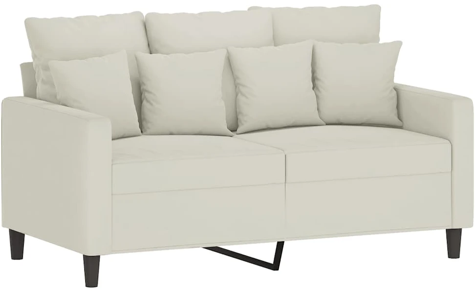 Sofa Sofos komplektas su pagalvėlėmis, 3 dalių, kreminis, aksomas