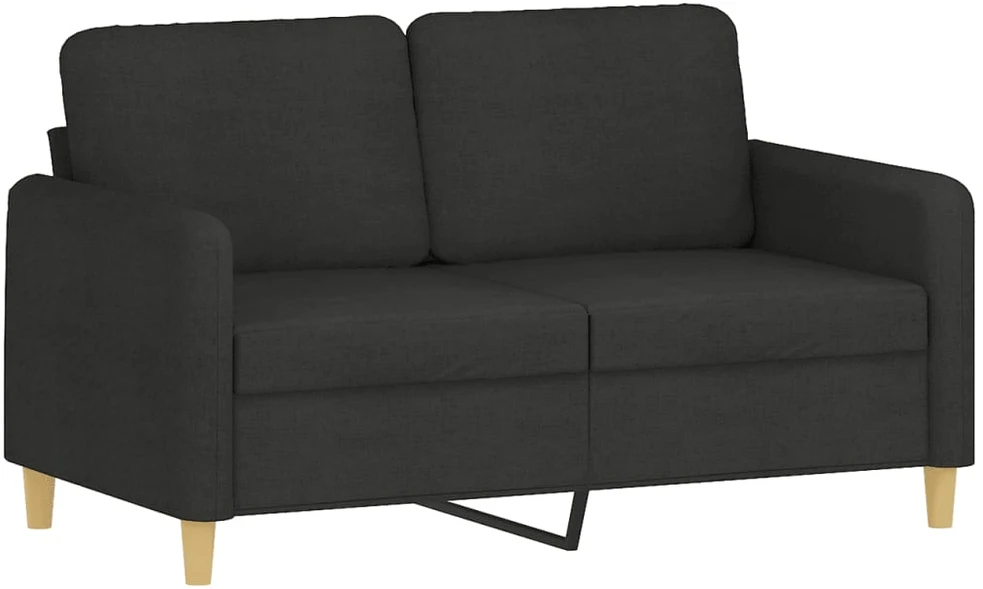 Sofa Sofos komplektas su pagalvėlėmis, 3 dalių, juodas, audinys