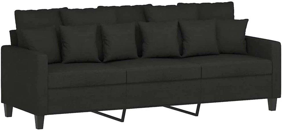 Sofa Sofos komplektas su pagalvėlėmis, 3 dalių, juodas, audinys