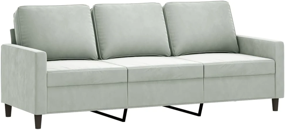 Sofa Sofos komplektas su pagalvėlėmis, 3 dalių, pilkas, aksomas