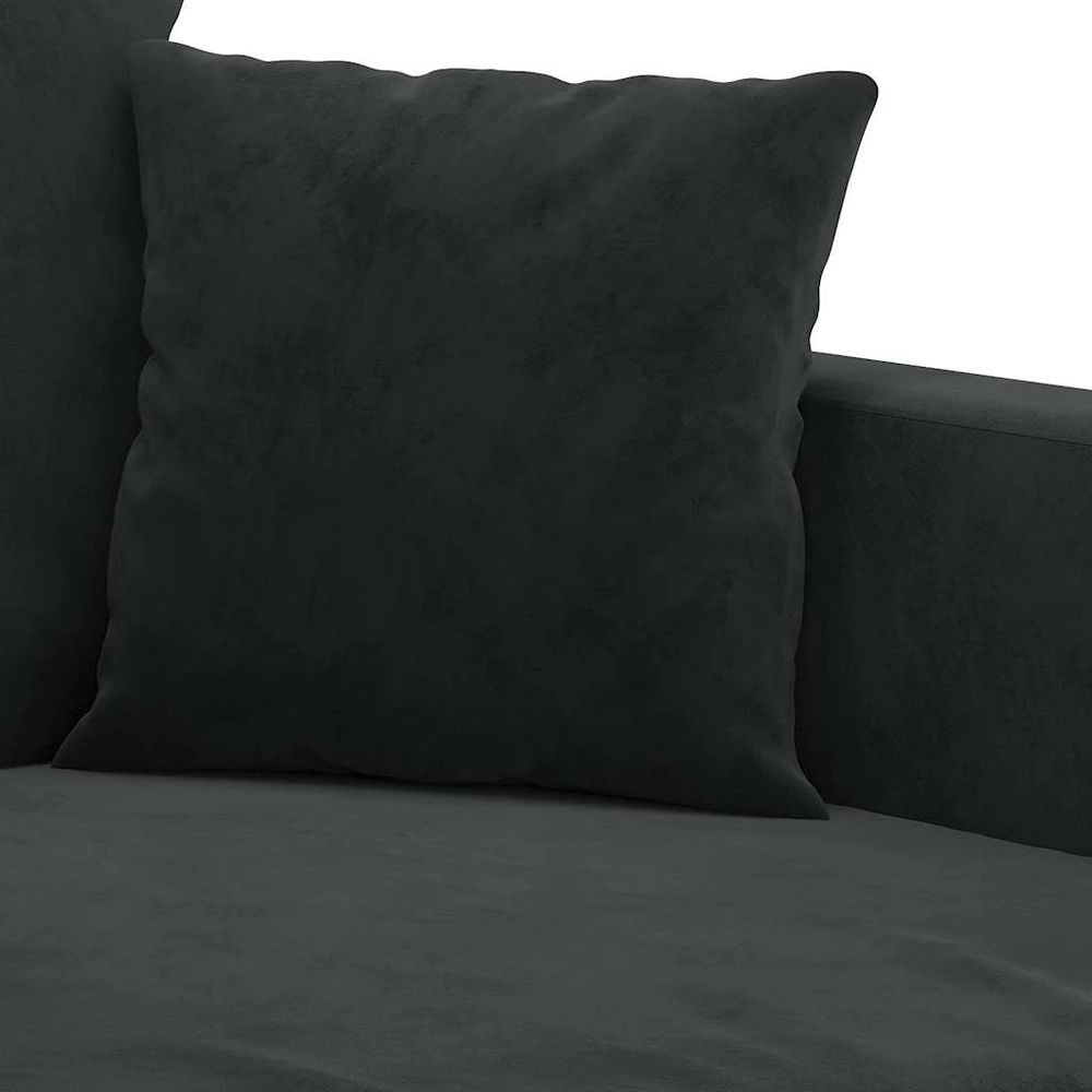 Sofa Sofos komplektas su pagalvėlėmis, 3 dalių, juodas, aksomas