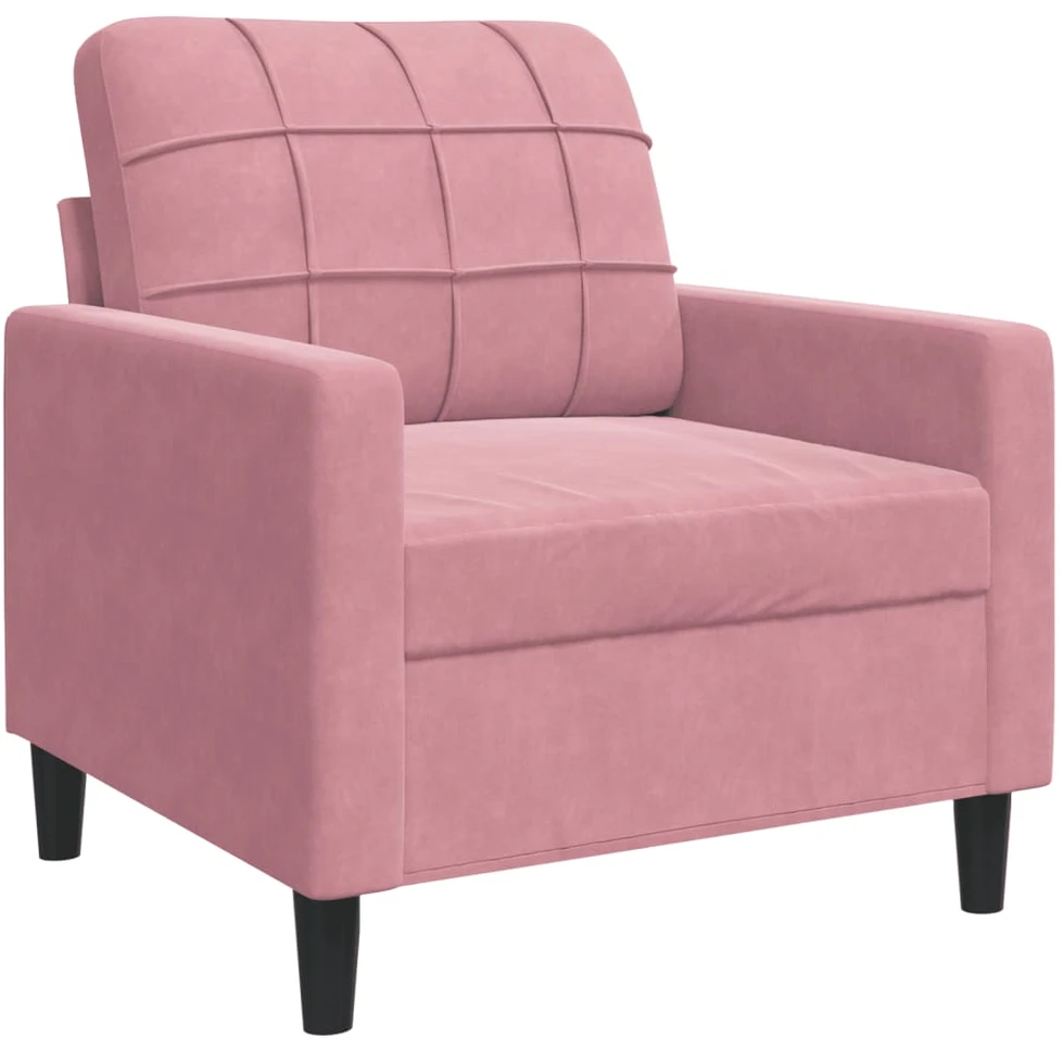 Sofa Sofos komplektas su pagalvėlėmis, 3 dalių, rožinis, aksomas