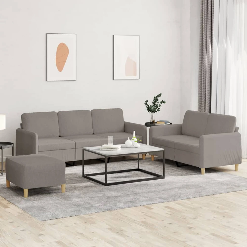 Sofa Sofos komplektas su pagalvėlėmis, 3 dalių, taupe, audinys
