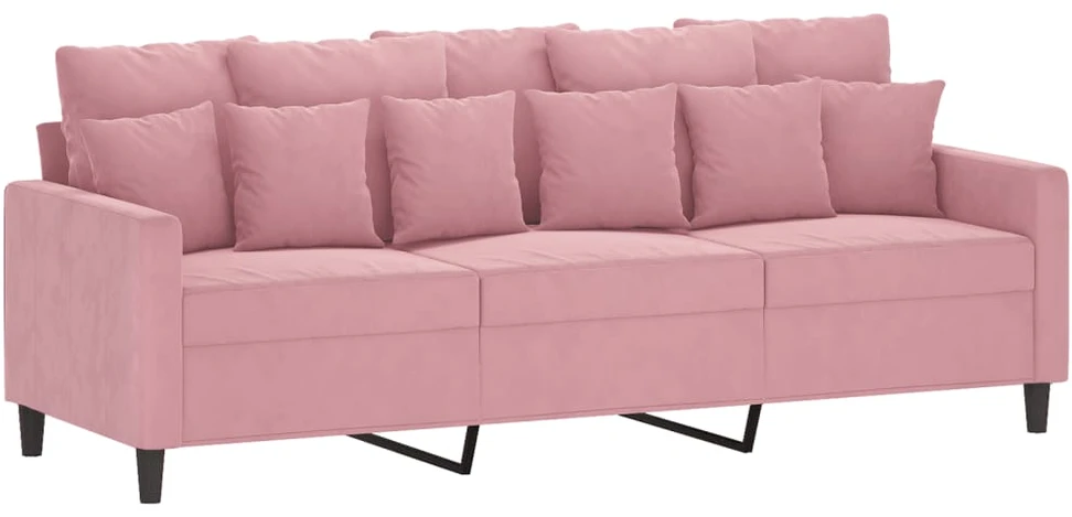 Sofa Sofos komplektas su pagalvėlėmis, 3 dalių, rožinis, aksomas
