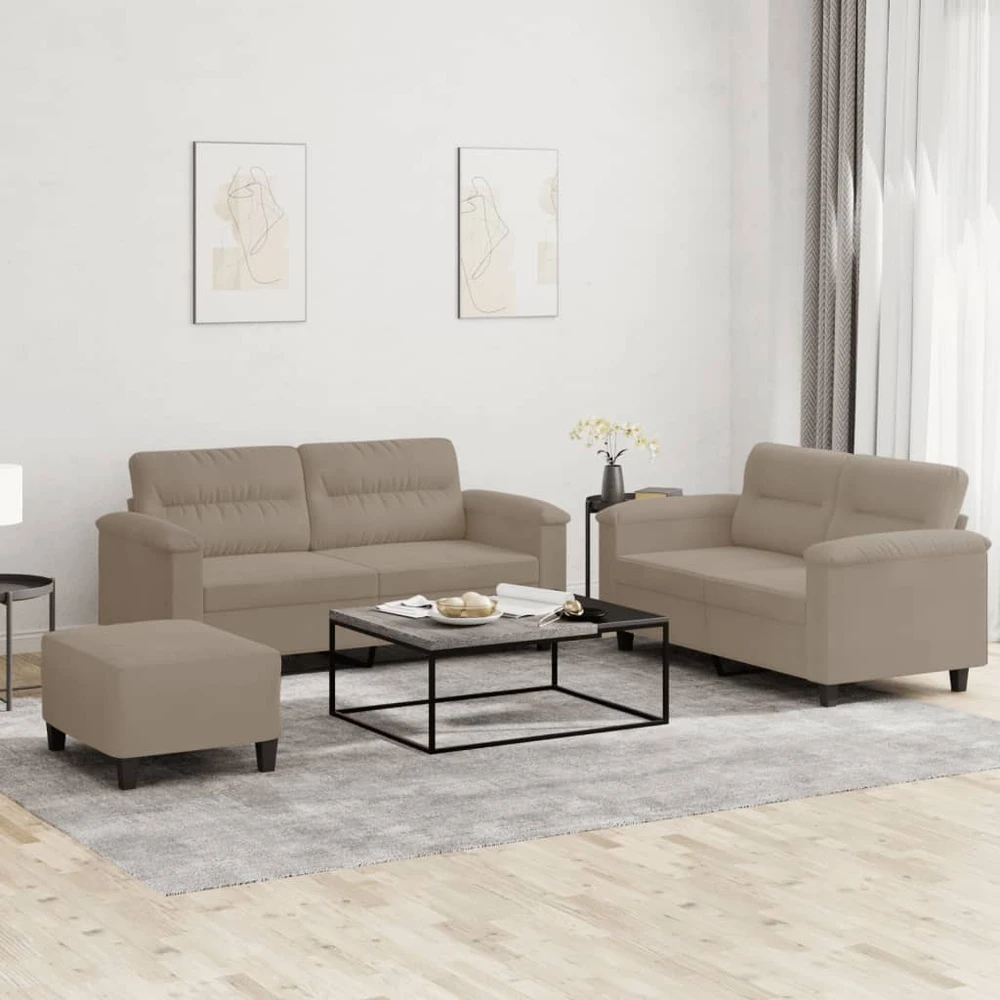 Sofa Sofos komplektas su pagalvėlėmis, 3 dalių, taupe, audinys